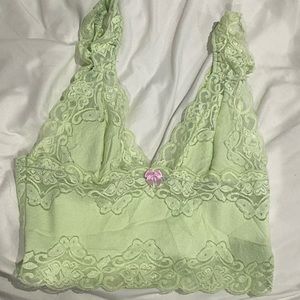 Pastel Green Lace Crop Top